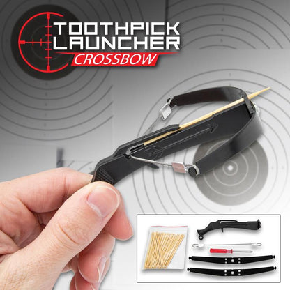 Toothpick Launcher Crossbow - Functional, Metal, Steel Wire, Includes Toothpicks